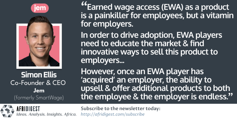 Quote on Earned Wage Access from Jem CEO Simon Ellis.